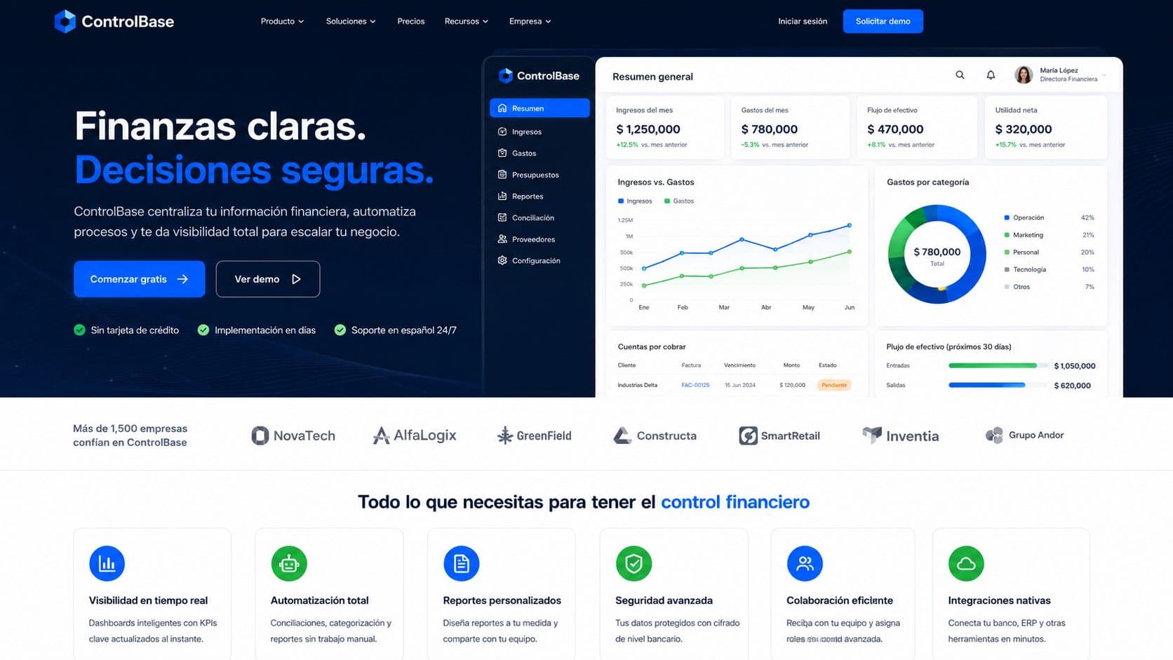 Finance SaaS dashboard
