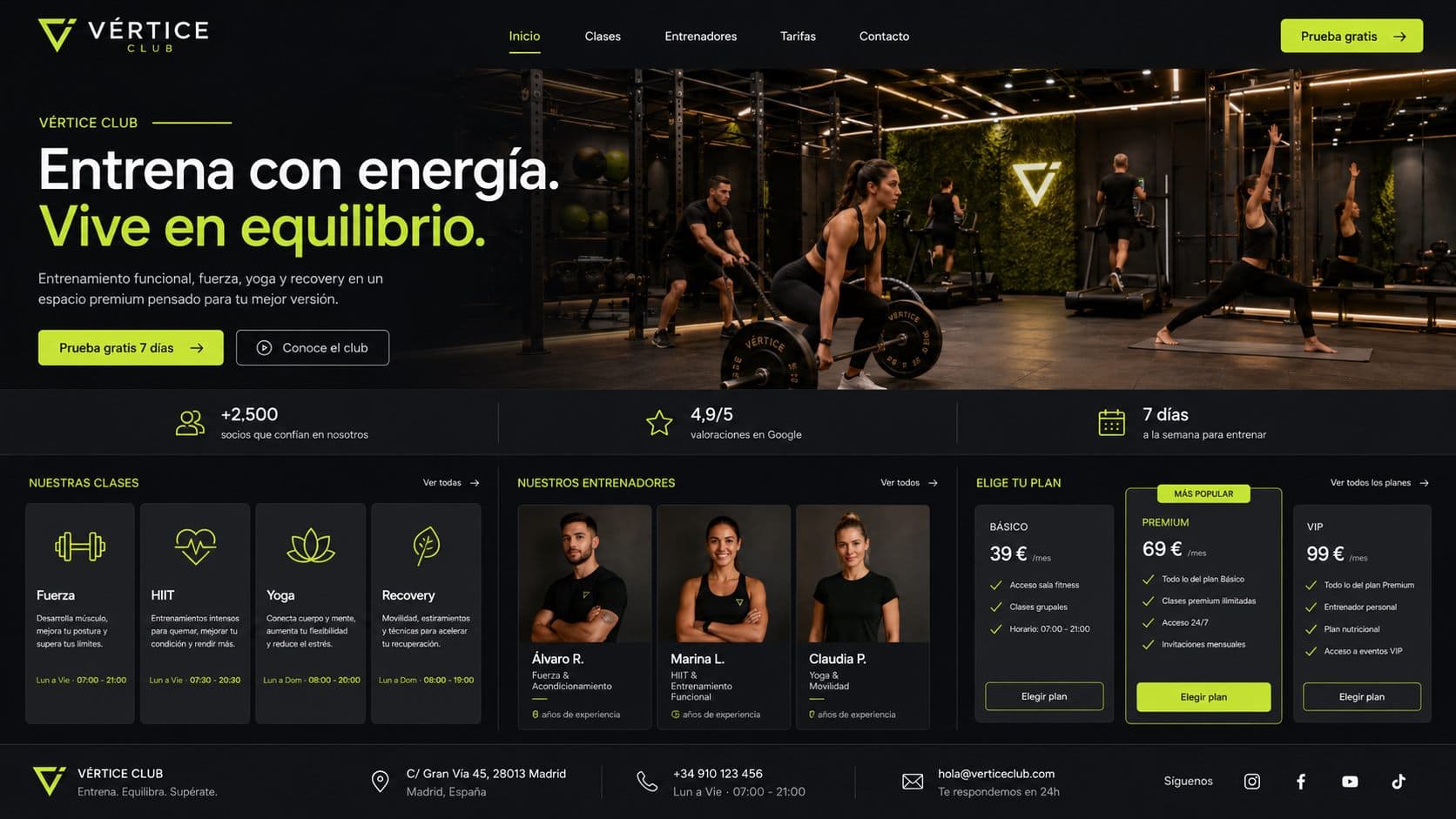 Gym membership site